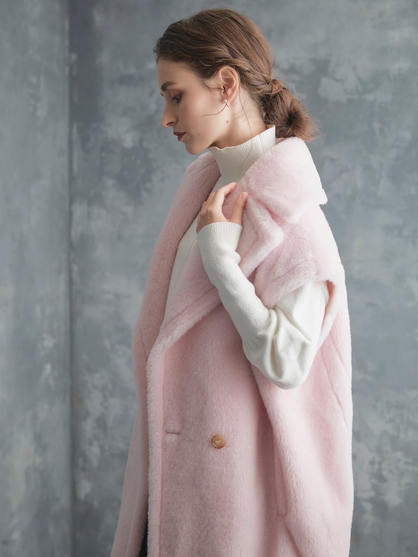 WOOL BOA LONG COAT【BABY PINK】