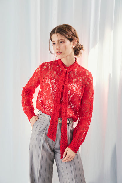 RACE BOW-TIE BLOUSE