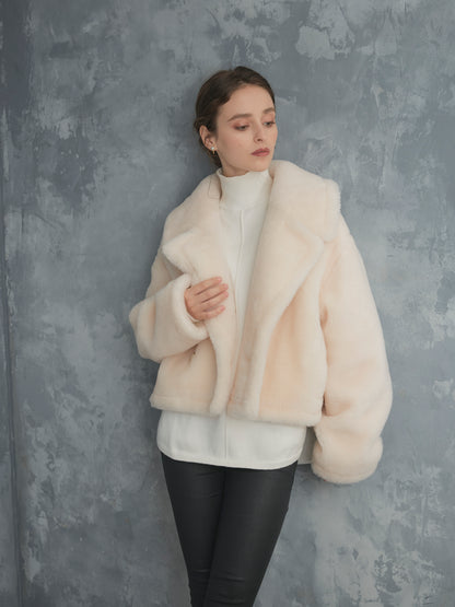 WOOL BOA SHORT COAT【WHITE】