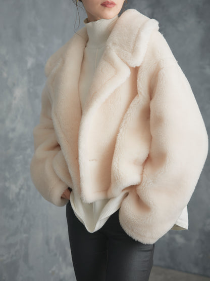 WOOL BOA SHORT COAT【WHITE】