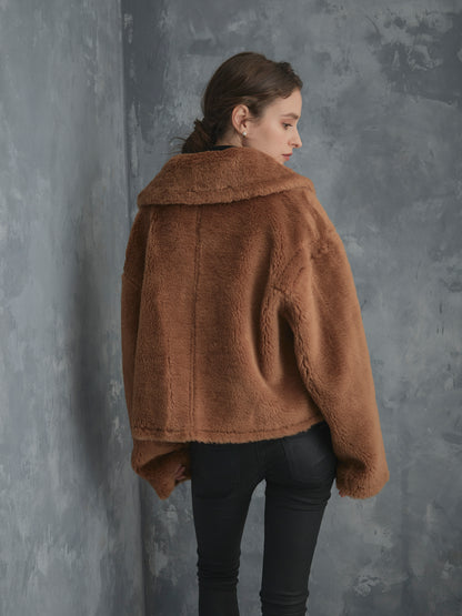 WOOL BOA SHORT COAT【BROWN】