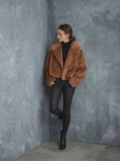 WOOL BOA SHORT COAT【BROWN】