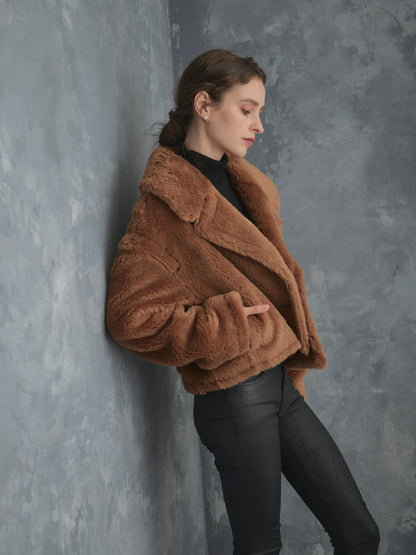 WOOL BOA SHORT COAT【BROWN】