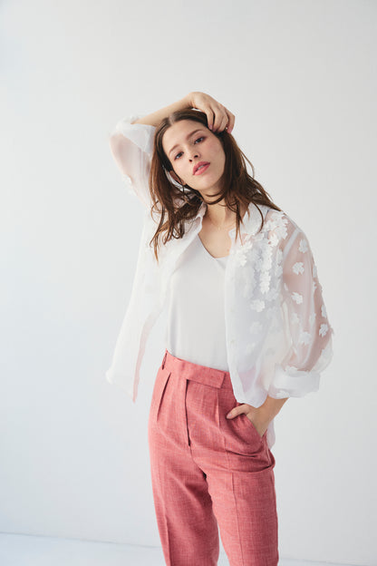 3D FLOWER ORGANDY BLOUSE