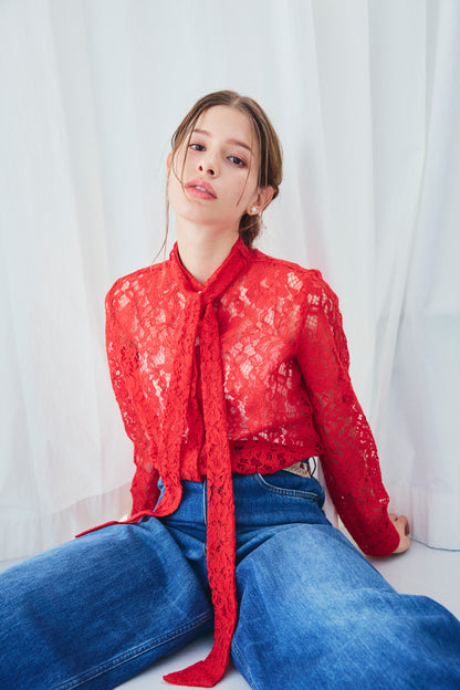 RACE BOW-TIE BLOUSE