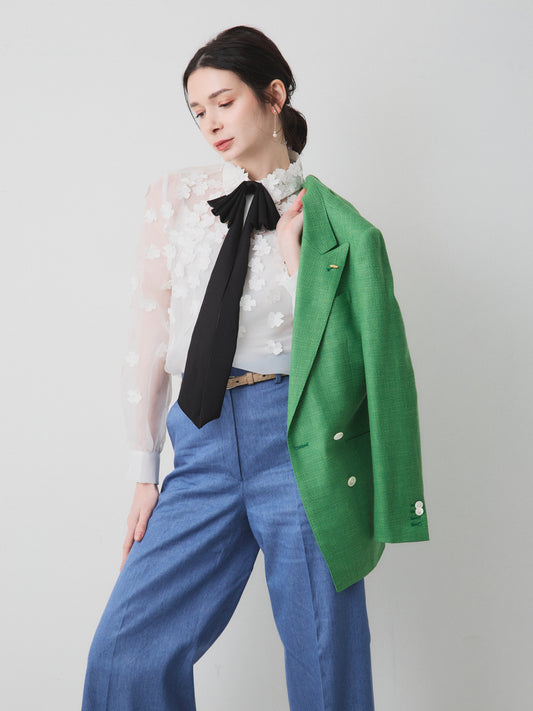 3D FLOWER ORGANDY BLOUSE