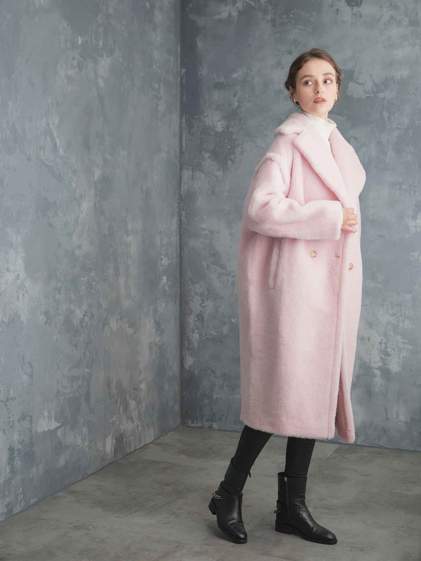 WOOL BOA LONG COAT【BABY PINK】