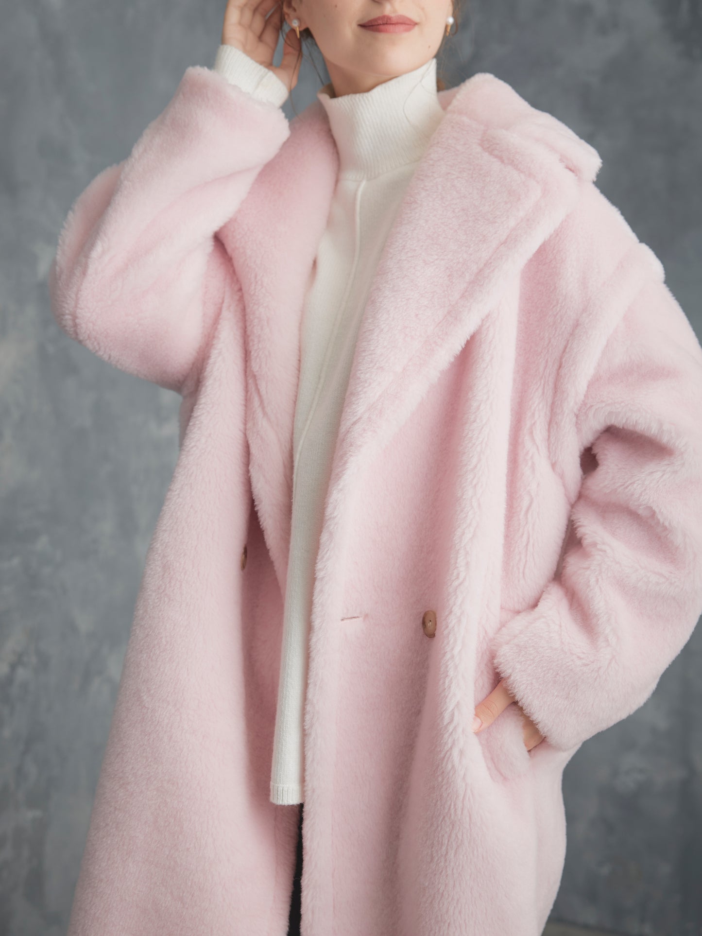 WOOL BOA LONG COAT【BABY PINK】