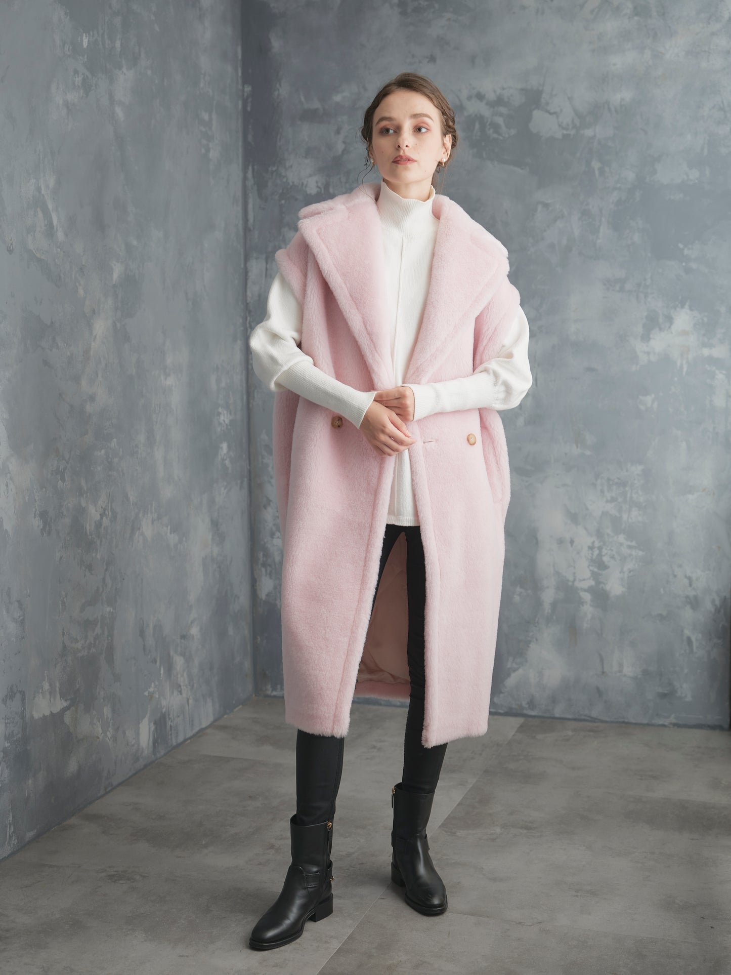 WOOL BOA LONG COAT【BABY PINK】