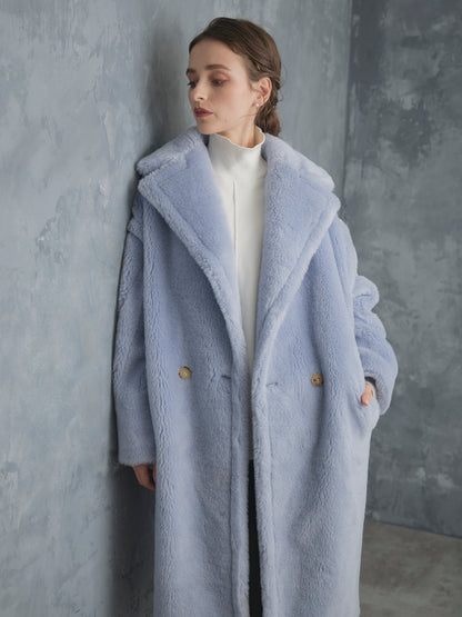 WOOL BOA LONG COAT【ICE BLUE】