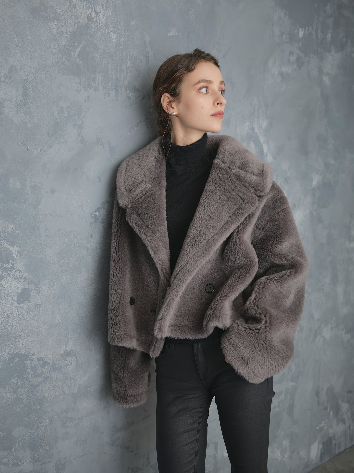 WOOL BOA SHORT COAT【GRAY】