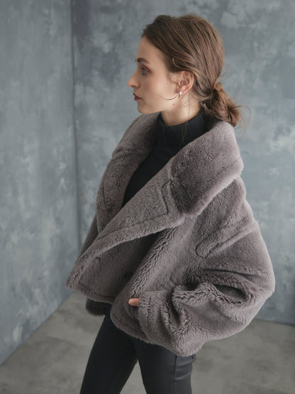 WOOL BOA SHORT COAT【GRAY】