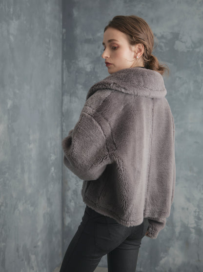WOOL BOA SHORT COAT【GRAY】