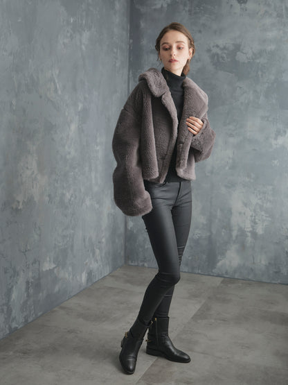 WOOL BOA SHORT COAT【GRAY】