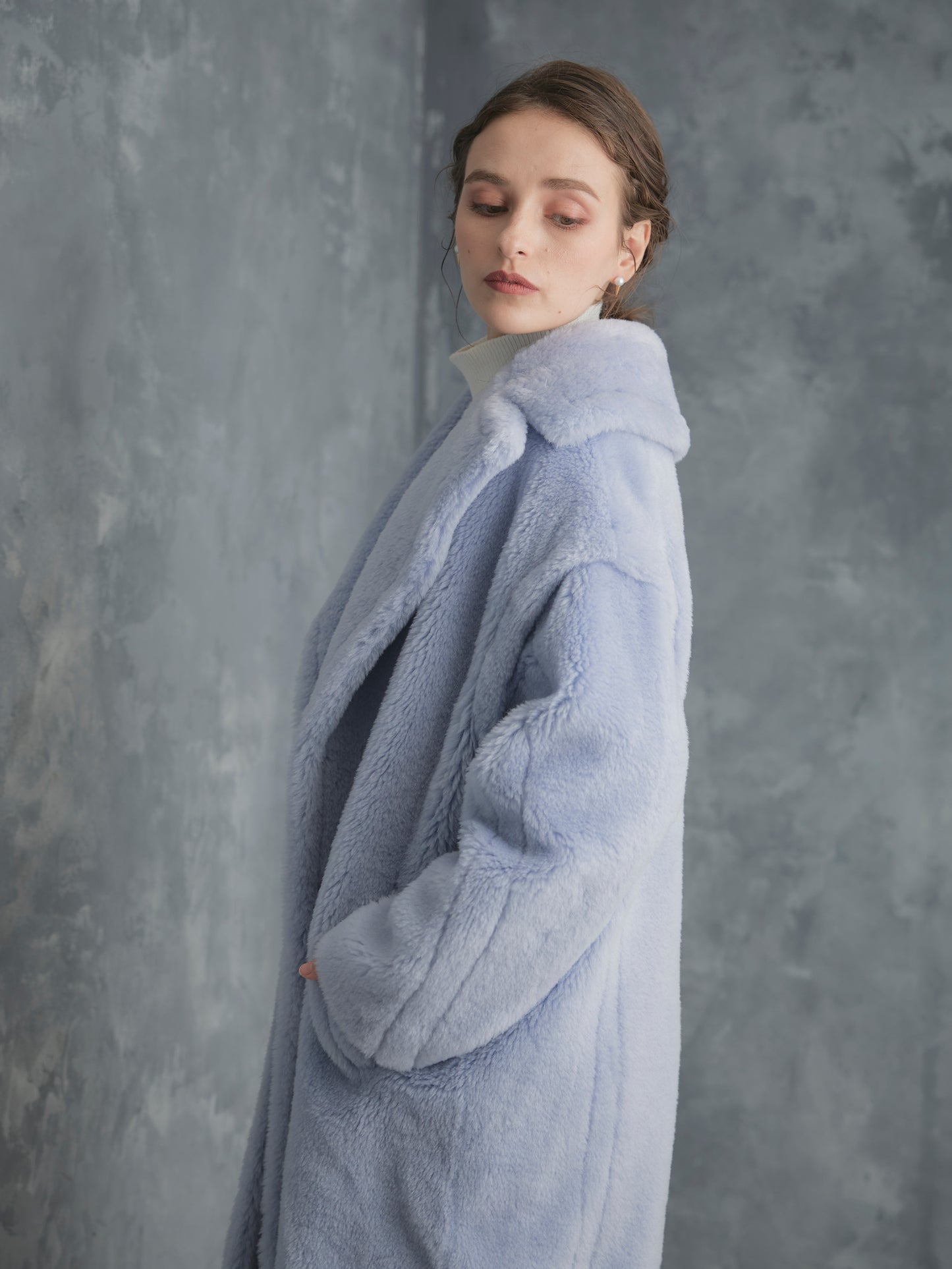 WOOL BOA LONG COAT【ICE BLUE】