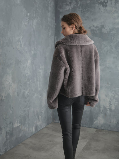 WOOL BOA SHORT COAT【GRAY】