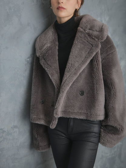 WOOL BOA SHORT COAT【GRAY】