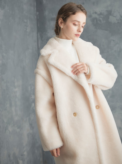 WOOL BOA LONG COAT【WHITE】