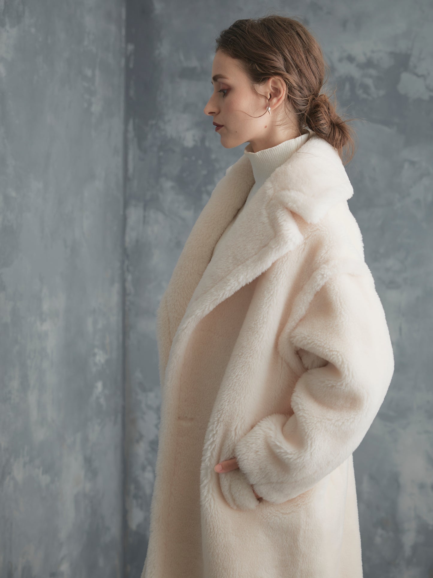 WOOL BOA LONG COAT【WHITE】