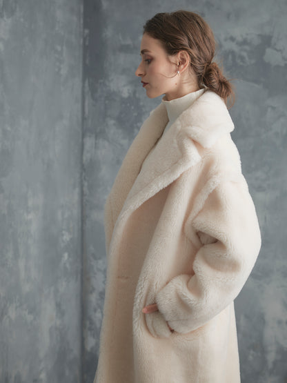 WOOL BOA LONG COAT【WHITE】