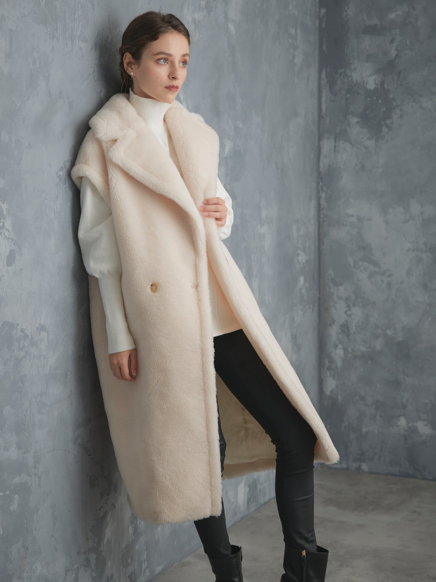 WOOL BOA LONG COAT【WHITE】