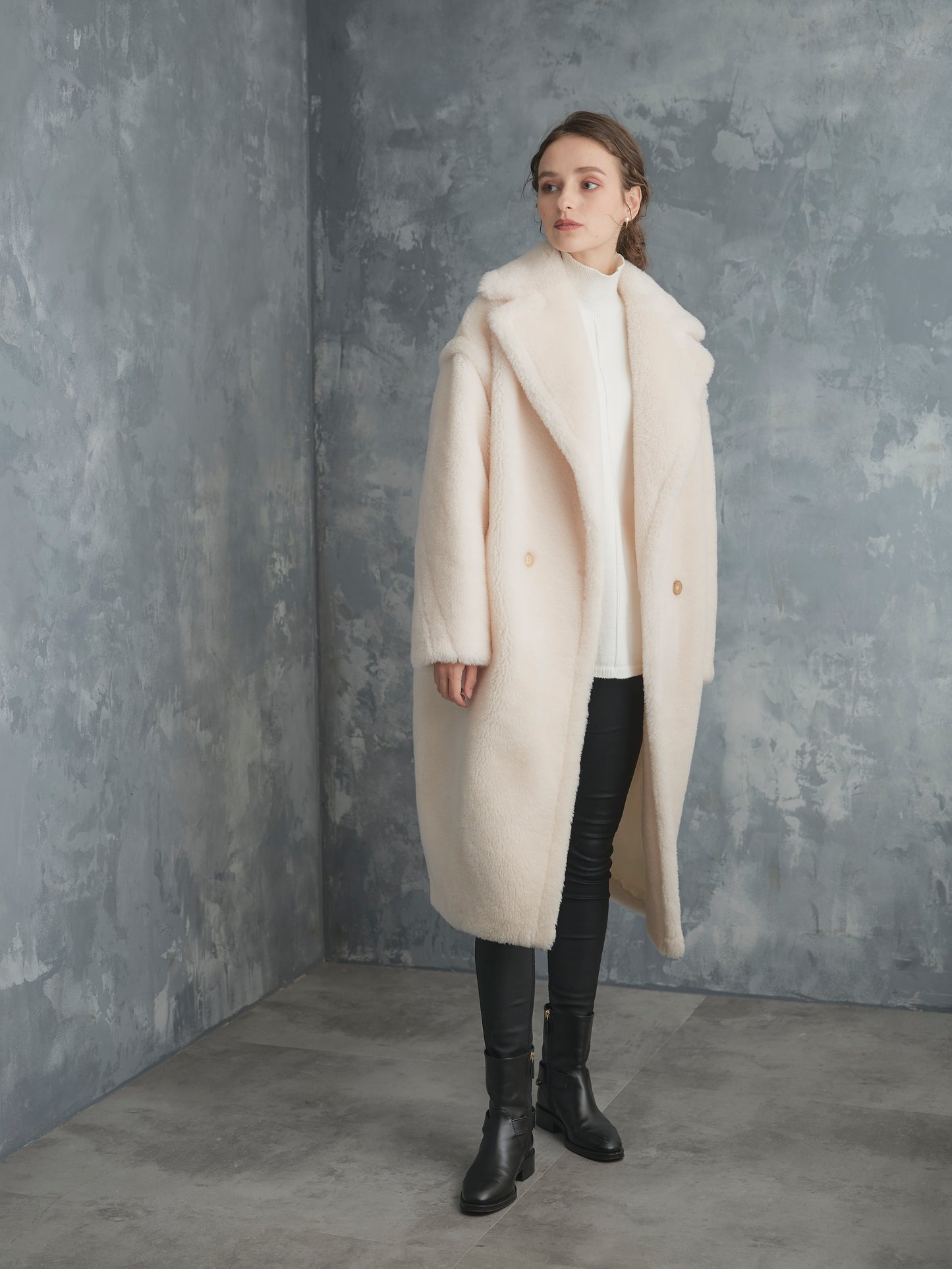 WOOL BOA LONG COAT【WHITE】