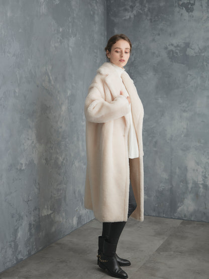 WOOL BOA LONG COAT【WHITE】