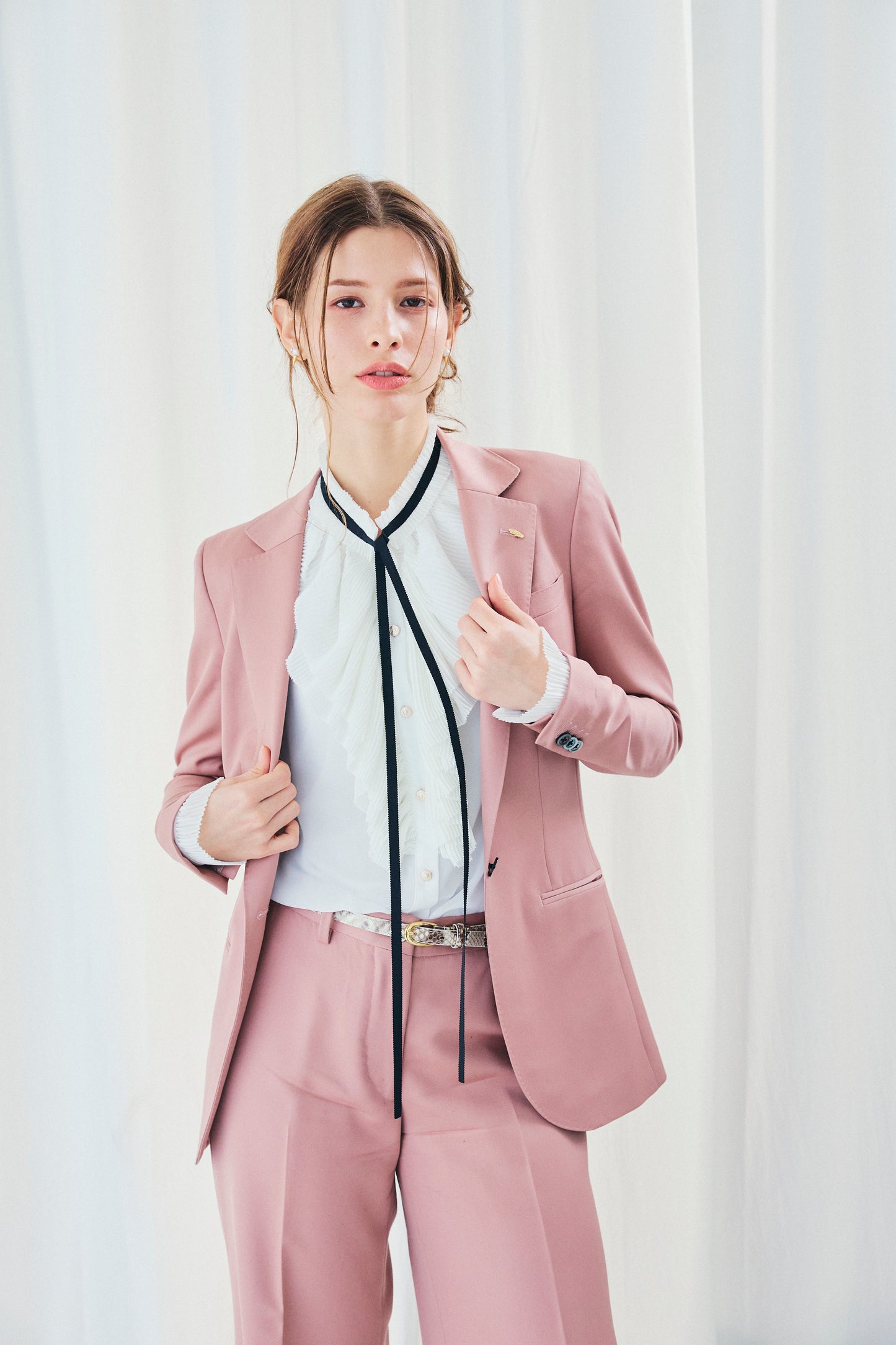CHIFFON FRILLS BOW-TIE BLOUSE