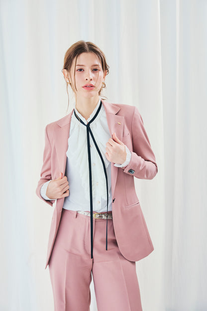 CHIFFON FRILLS BOW-TIE BLOUSE