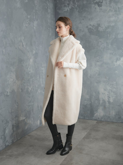 WOOL BOA LONG COAT【WHITE】