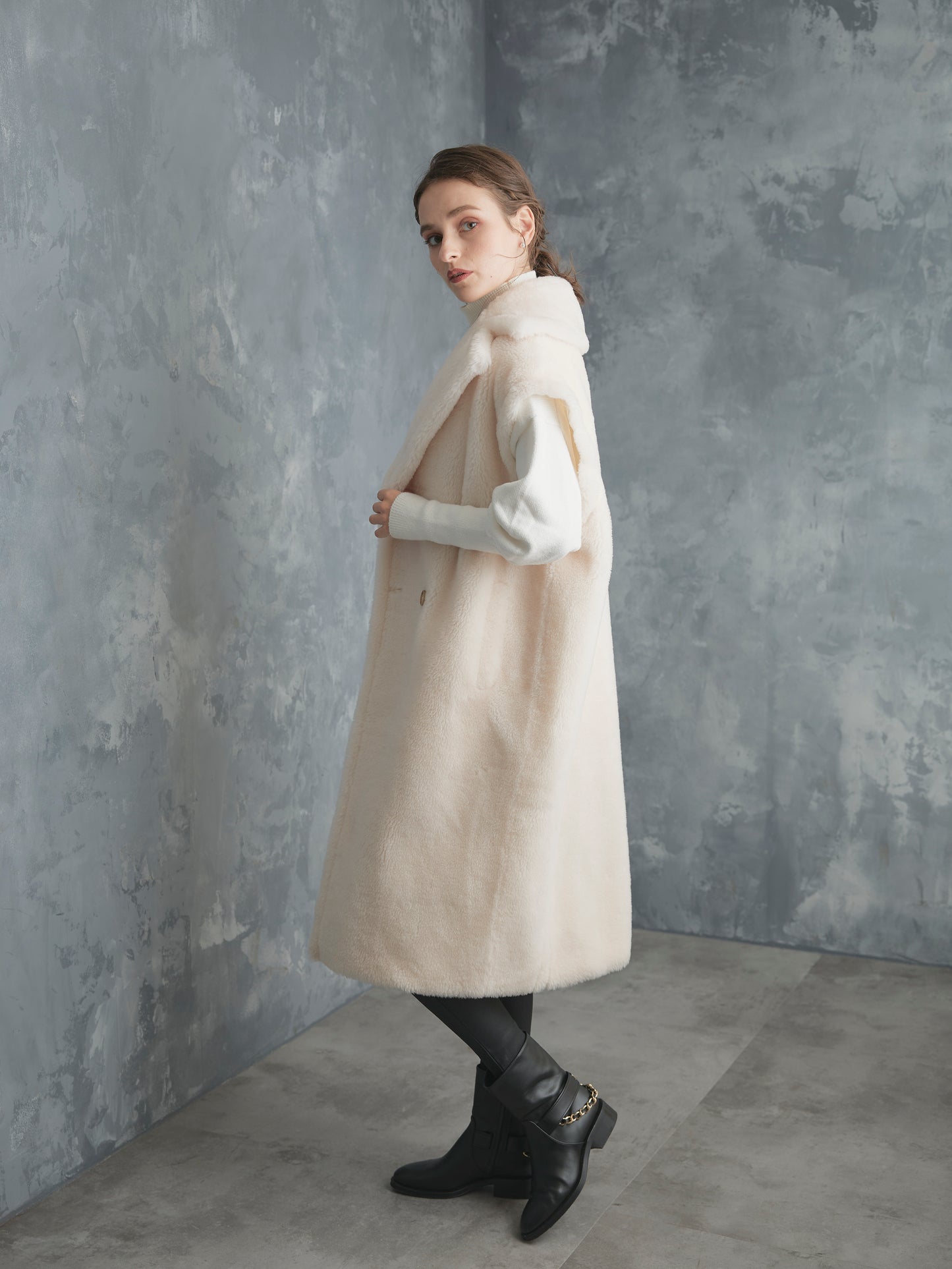 WOOL BOA LONG COAT【WHITE】