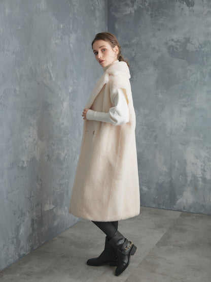 WOOL BOA LONG COAT【WHITE】