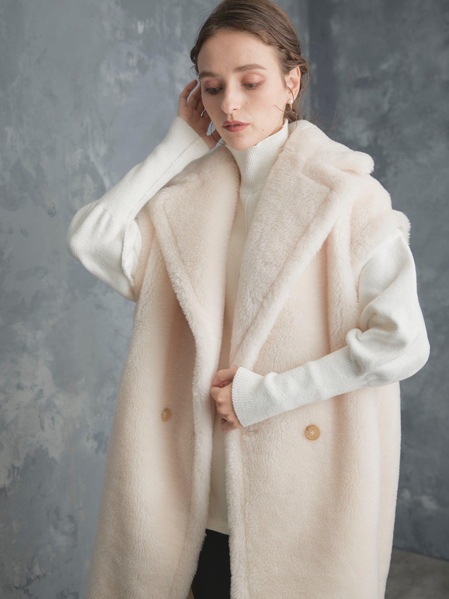 WOOL BOA LONG COAT【WHITE】