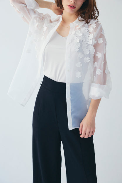 3D FLOWER ORGANDY BLOUSE