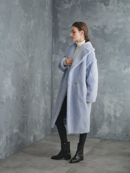 WOOL BOA LONG COAT【ICE BLUE】