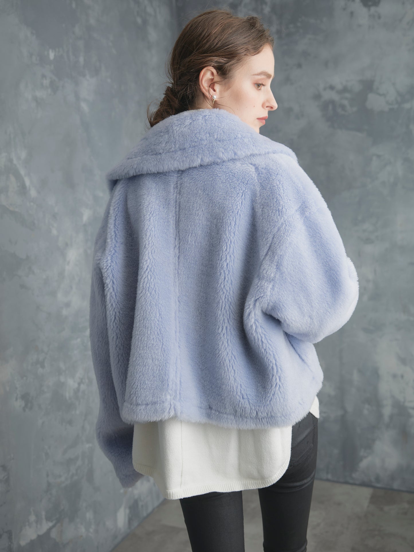 WOOL BOA SHORT COAT【ICE BLUE】