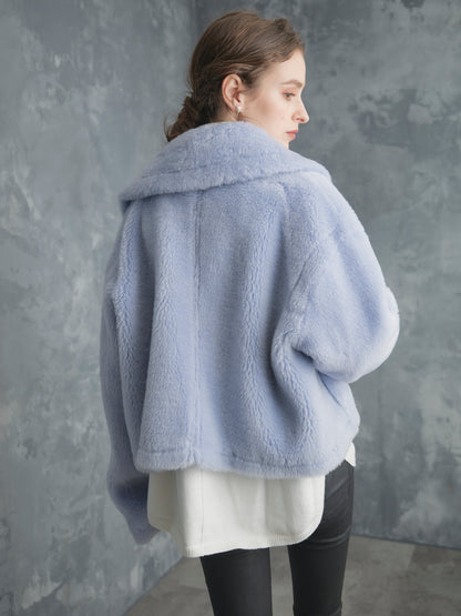 WOOL BOA SHORT COAT【ICE BLUE】
