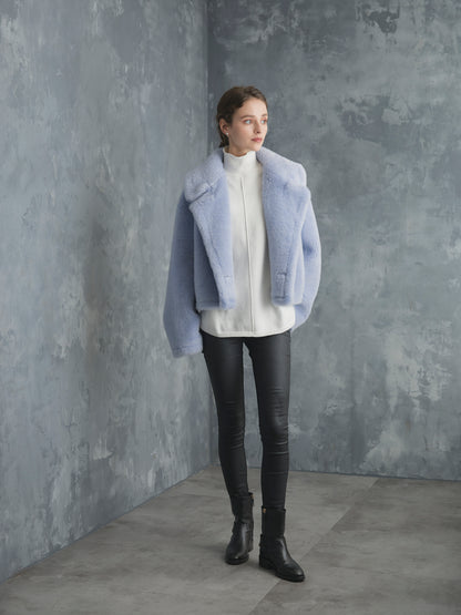 WOOL BOA SHORT COAT【ICE BLUE】