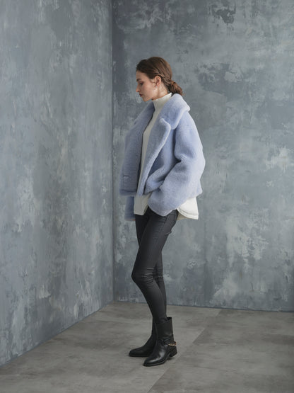 WOOL BOA SHORT COAT【ICE BLUE】