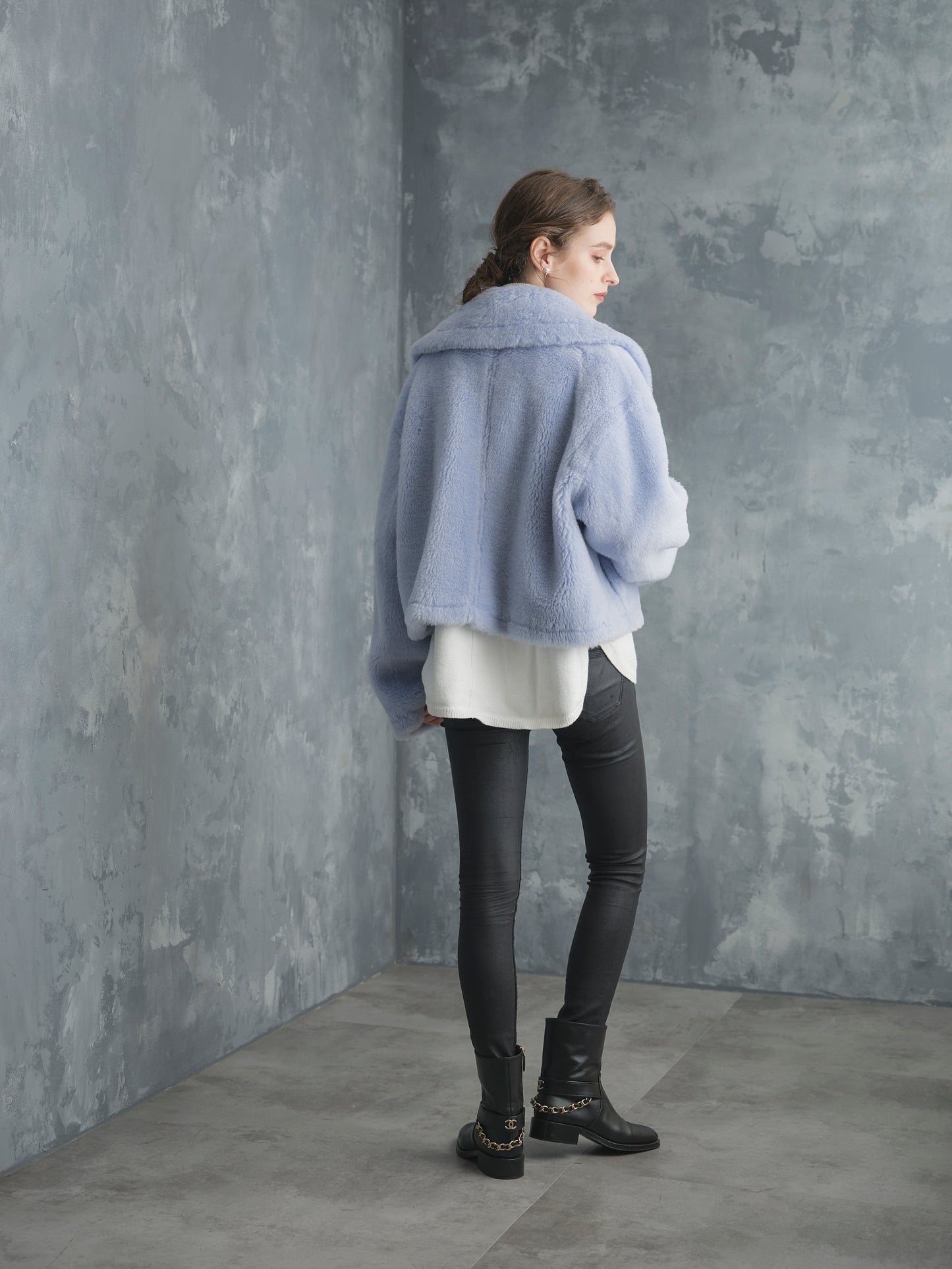 WOOL BOA SHORT COAT【ICE BLUE】