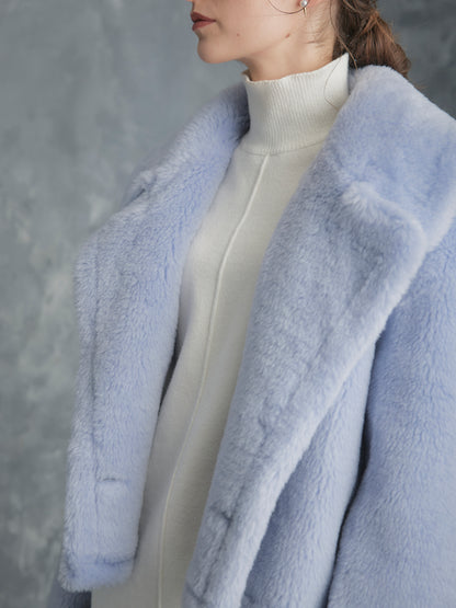 WOOL BOA SHORT COAT【ICE BLUE】