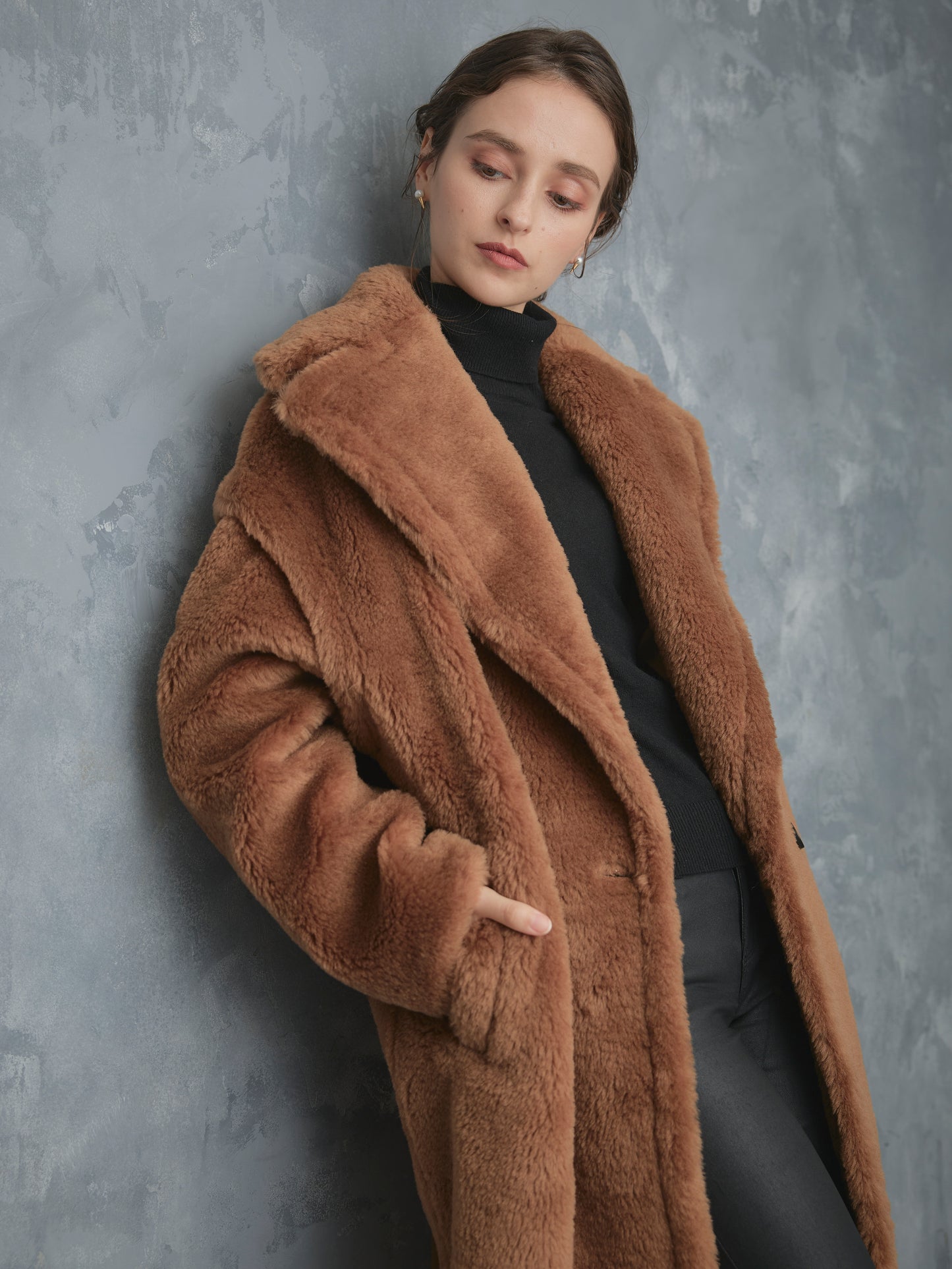 WOOL BOA LONG COAT【BROWN】