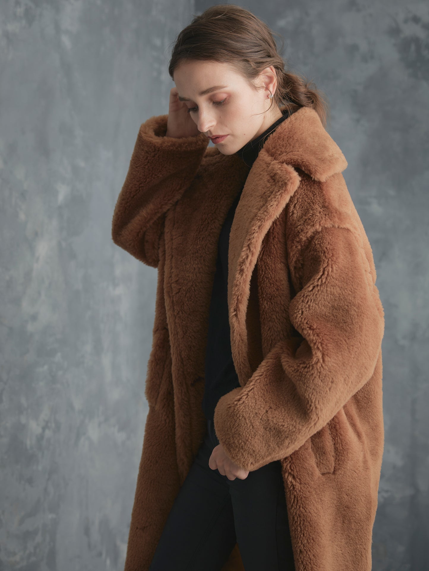 WOOL BOA LONG COAT【BROWN】