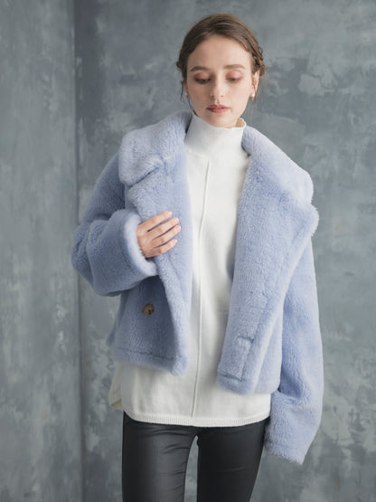 WOOL BOA SHORT COAT【ICE BLUE】