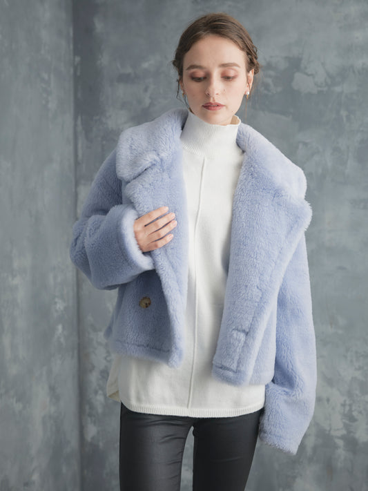 WOOL BOA SHORT COAT【ICE BLUE】