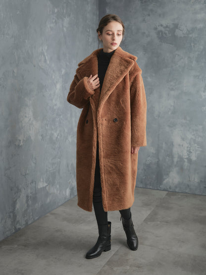 WOOL BOA LONG COAT【BROWN】