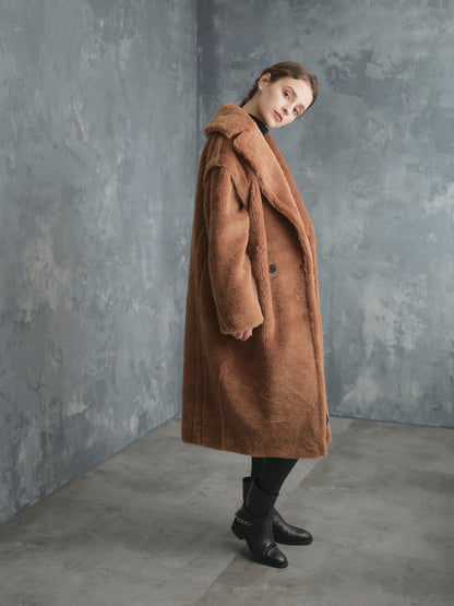 WOOL BOA LONG COAT【BROWN】