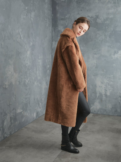 WOOL BOA LONG COAT【BROWN】