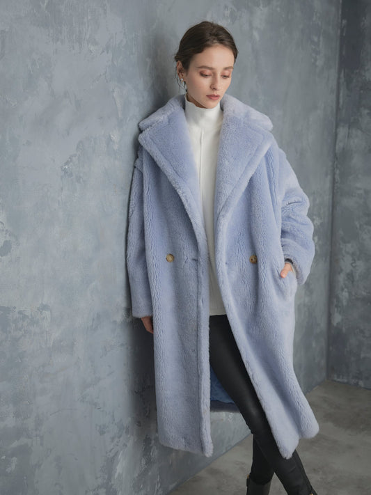 WOOL BOA LONG COAT【ICE BLUE】