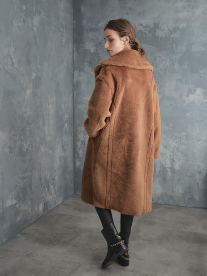 WOOL BOA LONG COAT【BROWN】